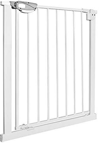 UISEBRT Dörrskyddsgaller utan borrning, trappskydd för barn 75–85 cm brett, bil-stängande babyskyddsgaller metallgaller, vitt
