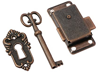 Serrure d'armoire vintage Serrure de tiroir 2 pièces avec clé Serrure de porte d'armoire avec petite boîte antique Meubles