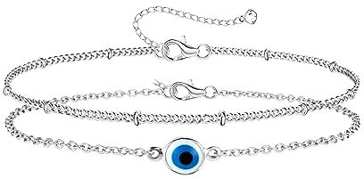 Milacolato Silberketten Armbänder Für Damen Mädchen 925 Silber Kette Damenarmband Verstellbar Geschichtet Böser Blick Unendlichkeit Satellitenperlen Armband Schmuck Geschenk Ev