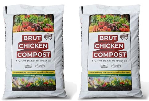 Brut Organic Chicken Compost 1 Cubic ft Nutrient Rich Fertilizer for Thriving Gardens Safe, Pure, and Effective Treatment (2 Pack)