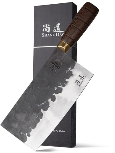 SHANGDAO Fleischbeißmesser, 18 cm, robust, rasiermesserscharf, Küchenmesser, Hartstahl, geschmiedete Klinge und Holzgriff, für Zuhause, Küche und Restaurant