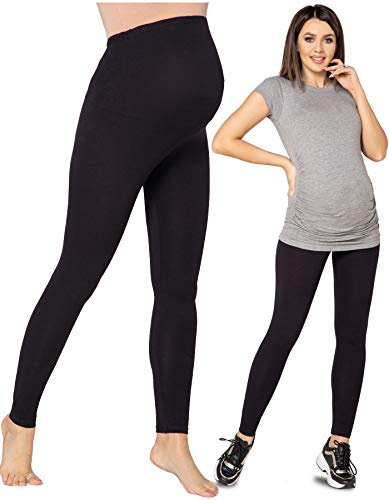 Purpless Maternity Pregnancy Leggings Belly Support Stretchy Long Over Bump Cotton Trousers for Pregnant Women 1025 (UK, Numeric, 12, Regular, Regular, Black)