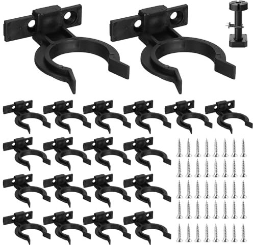 20 Piezas Pinzas Zocalo Cocina, Clip de Fijación de Zócalo de Cocina, Clip de Rodapié para Patas de Cama Armarios Gabinete de 32-42 mm de Diámetro, con Tornillos (Negros)