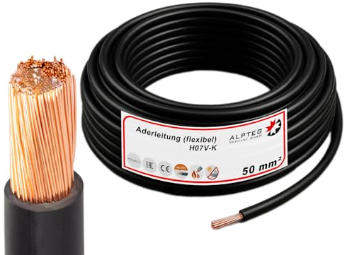 ALPTEG H07V-K Batterikabel, metervara, 50 mm², svart