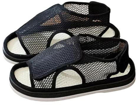 Sandali per Diabetici Estive Uomo Donna Pianta Larga Pantofole Ortopediche Per Piedi Gonfi e Sensibili Scarpe per Riabilitazione (Nero, Adulto, 43, Numero, Sistema Taglie Calzature EU, Larga)
