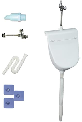 Urinario sin agua con cubierta para hombres, urinal de lavado de baño montado en la pared, desviador de ajustable a prueba de derrames con manguera, uso para jardín, campamento, sótano