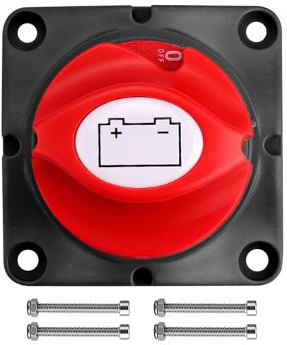 ALLmeter Interruttore Batteria Staccabatteria 275A 12V-48V per Auto, Camper, Barca, Isolatore Disconnessione Batterie On/Off 2 Posizioni, Impermeabilità IP45, Montaggio Frontale/Posteriore