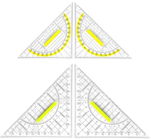 SHBAOCH Set med geometriskant, 22 cm och 16 cm geometrisk triangel med handtag, flexibel geotriangel för teknisk ritning, matematik och konst (2 st 16 cm + 2 st 22 cm)