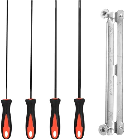 4 stycken filer för motorsågsfilset, 3,2 mm 4,0 mm 4,8 mm 5,5 mm rund fil motorsåg slipning filar, runda filar för motorsågsfilar, motorsågsfilar, metallsågkedjor filar, med 1 riktdorn