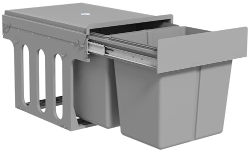 HOMCOM Cubo de Basura bajo Fregadero con 2 Cubos 30L (15Lx2) Gris Claro