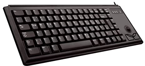 CHERRY G84-4400, Kompakte Tastatur mit Trackball, EU-Layout (QWERTY), Kabelgebunden (USB-Anschluss), 2 Maustasten, Mechanische CHERRY ML Switches, Schwarz