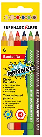Eberhard Faber 518706 - Buntstifte Set BIG Winner, 6 bruchsichere Farbstifte mit extra dicker Mine