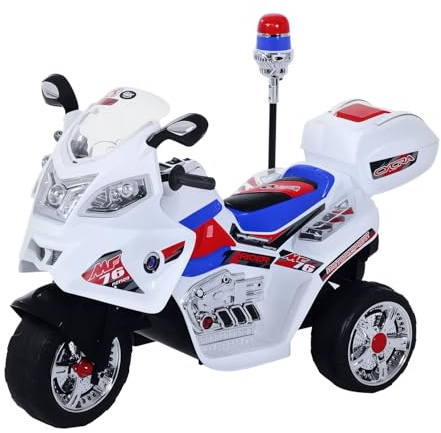 HOMCOM Moto Elettrica per Bambini da 3-5 Anni Motorino Elettrico Giocattolo 3 Ruote con Musica, Velocità 3KM/h, Luci 112×51×72.5cm