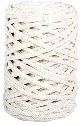 Rayher Braidy Recycling Garn, geflochten, 4 mm Ø, elfenbein, 250 g Knäuel, Lauflänge ca. 60 m, Strickgarn, Häkelgarn, Textilgarn, Bastelgarn, 42010104