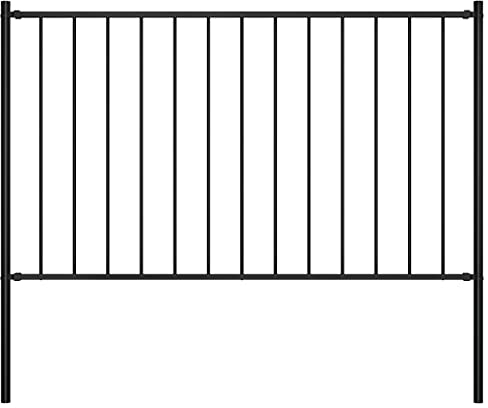 vidaXL Panneau de Clôture et Poteaux Clôture de Jardin Exterieur Arrière-cour Résistance aux Intempéries Acier Enduit de Poudre 1,7x1 m Noir