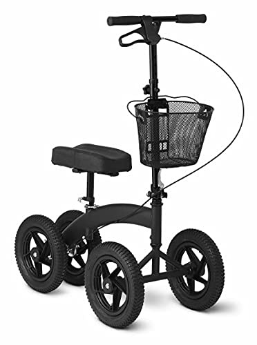Medline Déambulateur tout-terrain, alternative aux béquilles, freins à main, panier, freins, roues de 30,5 cm, poids léger
