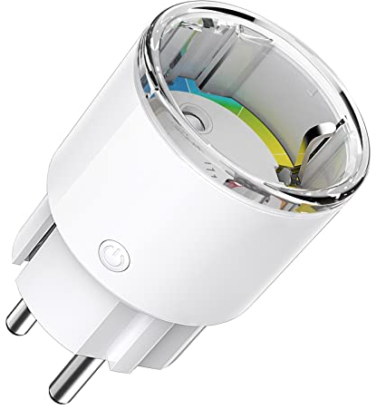 Mini Prise Connectée WiFi , Prise Intelligente Certifié TÜV avec APP Contrôle, Mesure de Consommation Électrique, Smart Plug Programmable avec Alexa et Google Home, Fonction de Temps, Bianco