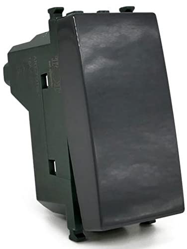 Vetrineinrete® Pulsante unipolare compatibile con vimar plana interruttore relè 10A 250V invertitore deviatore campanello (Nero)