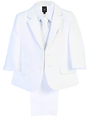 White Boys' Suits & Sport Coats Toddler Suit First Boy Set Trajes para Niños 1st Communion Suits for Boys Suit Size 18 Husky +