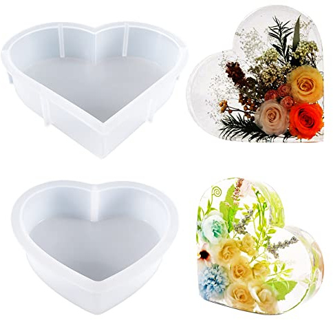 Yayatty 2 Pz Molde de Silicona para Resina en Forma de Corazón - Sujetalibros y Conservación de Flores - Decoraciones para El Hogar