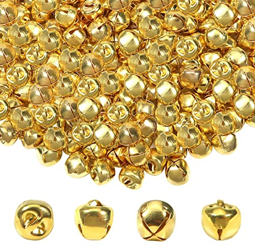 TOAOB 200 Stück kleine Glöckchen, Ornamente, Gold, Glöckchen, aus Metall, Jingle Bells, 10 mm, für Schmuckherstellung, Dekoration für Weihnachten, Party, Innenbereich, Bells