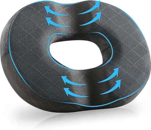 SKYNY Gel Donut Cushion for Hemorrhoids, Coccyx & Tailbone Pain Relief Donut Pillow– Orthopedic Memory Foam Ring Seat Cushion for Office Chair, Wheelchair, Sciatica, Postpartum, Pressure Sores