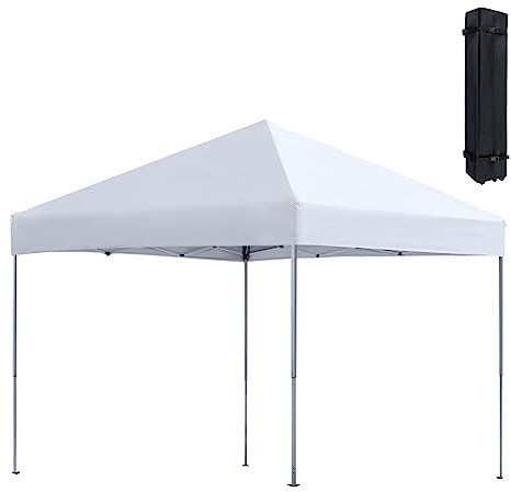 SUBTLETY Gazebo Plegable 3x3 Pabellón de Jardín Impermeable con Bolsa de Transporte Enrollable Carpa de Jardín Sombrilla Carpa de Fiesta para Camping Playa Festival (Blanco)