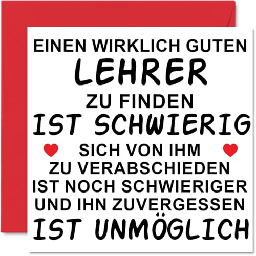 Stuff4 Dankeskarten - Wirklich Guten Lehrer - Dankeskarten für Ihn, Sie, Männer, Frauen, Karte mit herzlicher Wertschätzung Vielen Dank, 145 mm x 145 mm Grußkarten für Geschenke