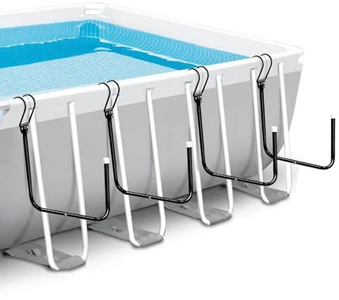 Lot de 4 supports de bâche solaire en forme de U pour piscine hors sol, charge jusqu'à 27,2 kg, facile à utiliser et à ranger, conçus pour piscine à paroi en acier (noir)