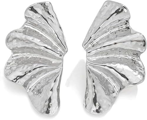 HSAJS Ohrringe Damen Große Gold Boho Statement Ohrringe Ginkgo Blatt Ohrstecker aus Metall Ohrstecker Übertrieben Hypoallergene Modeschmuck Aussage Ohrringe Für Frauen