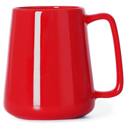 Smilatte Taza de café grande de 24 onzas, bonita taza de té de cerámica con asa grande para papá, hombres y mujeres, estilo único para cualquier cocina, color rojo