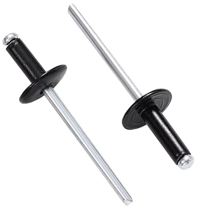 Maozaa 50 pcs 3/16 x 5/8 Large Flange Black Aluminum Blind Rivets, 4.8 x 16mm Pop Rivets, Blind Rivets for Metal