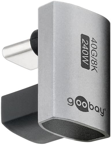 goobay Adaptador USB-C 240W 40 Gbit extensión 180° en Forma de U USB4 (Macho a Hembra) / Adaptador USB 4.0 8K@60 Hz, Compatible con Versiones anteriores USB 3.1, USB 2.0, 74445