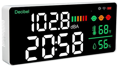 LED Decibel Meter 2.4G WiFi Wall Mounted 11 Inch LED Temperature Humidity Time Display Sound Level Meter for Tuya