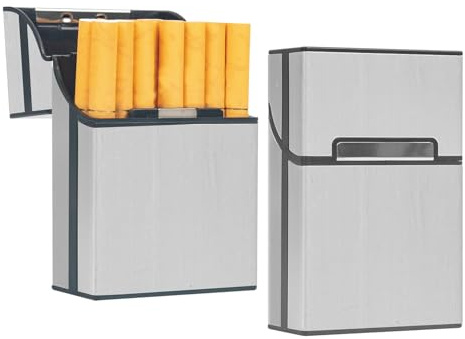 pitilleras ligeras, caja de cigarrillos de aluminio, caja de cigarrillos de metal, con cierre magnético abatible, para mujeres y hombres (plata 2)