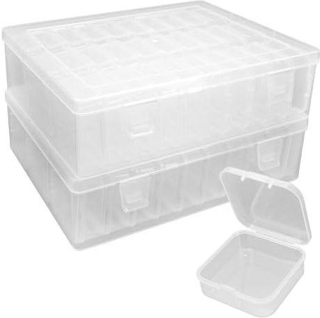 Yuhtech 30 Grids Bead Storage Boxes, Diamond Painting Art Accessories Storage Case, Small Clear Bead Craft Storage Box with Lid for Craft DIY Diamond Small Parts Rhinestone, 2 Pack