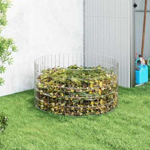 Snsowed Compostiera da Giardino Ø100x50 cm in Acciaio Zincato,Prato e Giardino,Giardinaggio,Compostaggio,Compostiere-3115943