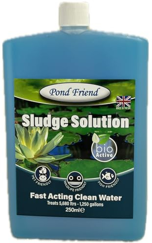Pond Friend Sludge Solution Reduces Organic Waste Using Friendly Bacteria That Naturally Consume Silt, Dead Algae & Smell For Clearer Cleaner Water 250ml