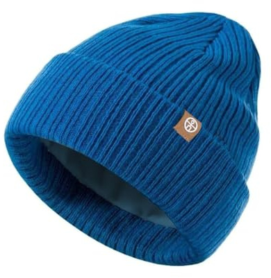 UNNESTAR Kids Beanie Hats- Warm Winter Hats for Boys and Girls Stretchy Fleece Cap with Double-Layer Blue