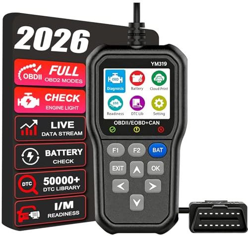 Dispositivo de Diagnóstico OBD2, Diagnosis Coche Multimarca OBD2 Español con Biblioteca DTC y Monitoreo Batería, Diagnóstico Coches Escaner Capacidades OBDII Funciones, 13 Idiomas