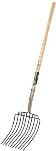 Truper Tru Tough 10-Tine Manure and Bedding Fork, 54-Inch Premium Ash Wood Handle, Forged Steel Head, Heavy-Duty Agricultural & Stable Tool (Model BPJ-10L / 30331)
