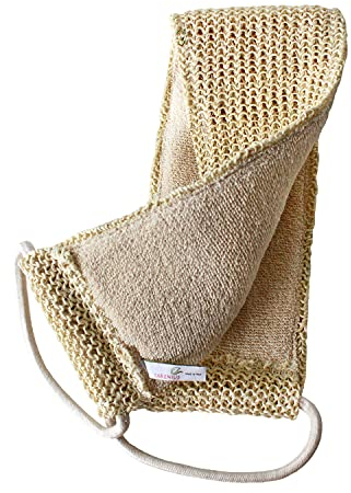 Cintura massaggiante a 2 lati - scrubber per la schiena per doccia e bagno, massaggio della schiena e massaggio a secco - sisal biologico e cotone