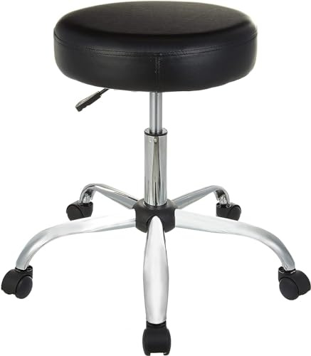 Amazon Basics Drafting Spa Bar Stool with Wheels, Height Adjustable Swivel Seat, Easy to Move, Black, 22.05 x 22.83 x 19.88