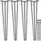 Happybuy 18 Zoll 45,7 cm Haarnadel Tischbein Tischbeine Metall Schwarz 4 Stücke, Möbelfüße Verstellbar Austauschbare DIY, Hairpin Tischbeine 3 Pfosten, mit 4 Gummibodenfüße, Hairpin Table Legs