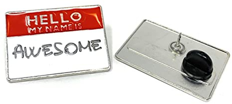 20 Pack Funny Hello My Name is Awesome Name Tag Lapel Pins - Bulk Employee Morale Boosters, Recognition Gifts, Sales Team Awards & Office Appreciation Pins