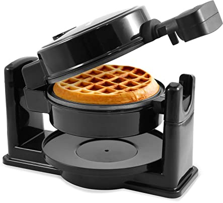 Elite Gourmet EWM460 Nonstick Rotating Flip Belgian Waffle Maker, 1.25-Inch Thick Waffles, Hash Browns, Keto, Snacks, Sandwich, Eggs, Easy to Clean, Black, 5 Inch