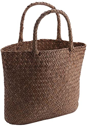 shanpu Casual Borsa Di Paglia Borsa Di Totalizzatore Di Vimini Naturale Borsa Intrecciata Delle Donne Per Le Fatte A Mano Rattan Tessute Mini Giardino
