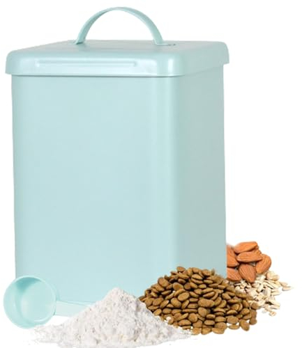 Syfunlv Contenitore in Metallo per detersivo, Coperchio per bidone della Biancheria, Contenitore per detersivo in Polvere da 6 l, Contenitore per detersivo con misurino, Impermeabile e antiruggine