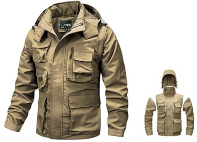 VaiKanhai Angler Jacke Herren Leicht Herausnehmbares Kapuzen und Langarm 2in1 Anglerweste Sommer Multi Taschen Taktische Jacke Baggy | Herren Atmungsaktiv Bomberjacke Fliegerjacke