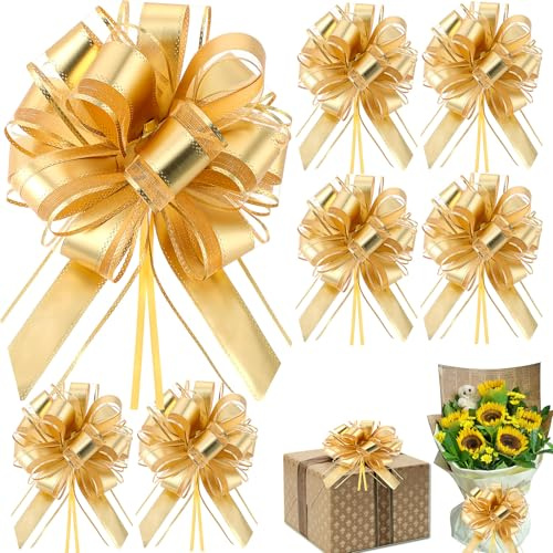 FLZONHUT Archi da Regalo Fiocchi,10 Pezzi Fiocchi per Confezioni Regalo Fiocco in Raso Tirare Arco Nastro Fiocchi di Organza Tipo Self-Pull per Confezioni Regalo,Natale,Festa,Decorazioni Nuziali